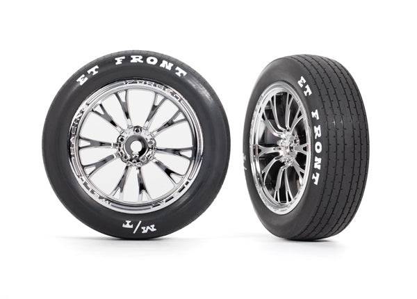 TRAXXAS 9474R Tires & wheels, assembled, glued (Weld chrome wheels, tires, foam inserts) (front) (2)
