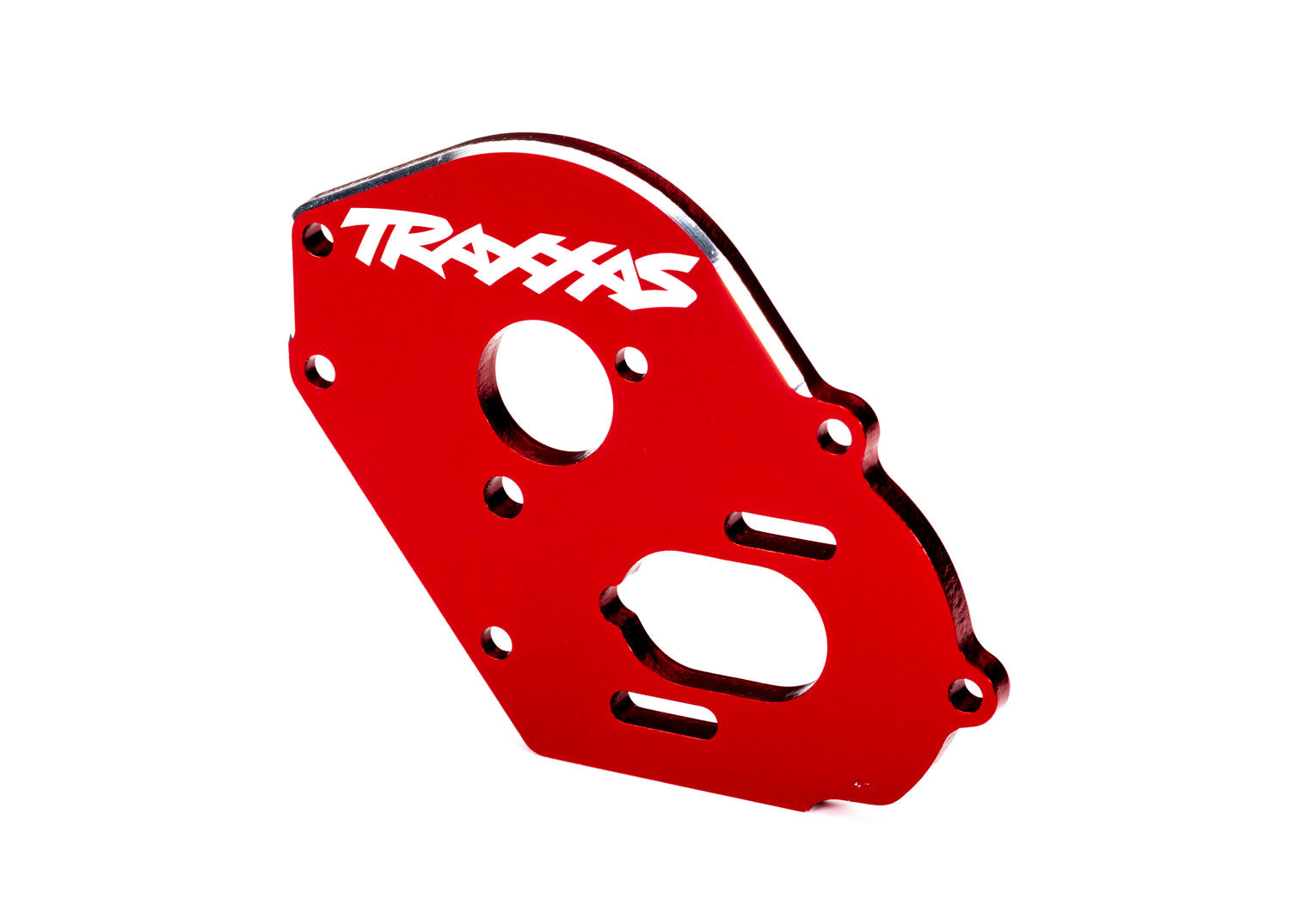 TRAXXAS 9490R Plate, motor, red (4mm thick) (aluminum)/ 3x10mm CS with split and flat washer (2)