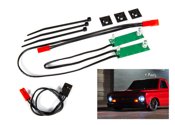 TRAXXAS 9496 LED light set, front, complete (white) (includes light harness, power harness, zip ties (9))
