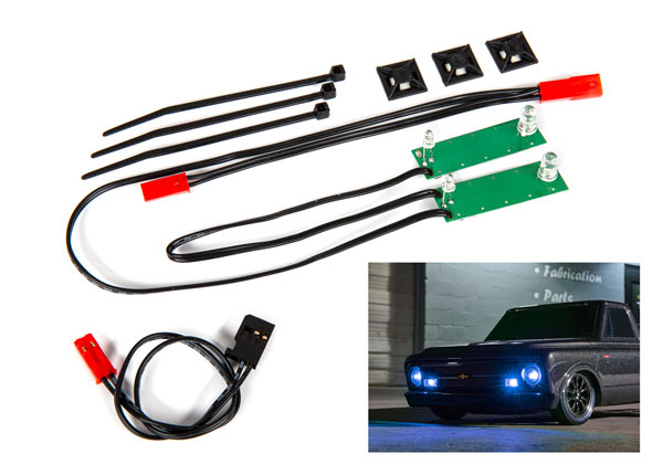TRAXXAS 9496X LED light set, front, complete (blue) (includes light harness, power harness, zip ties (9))