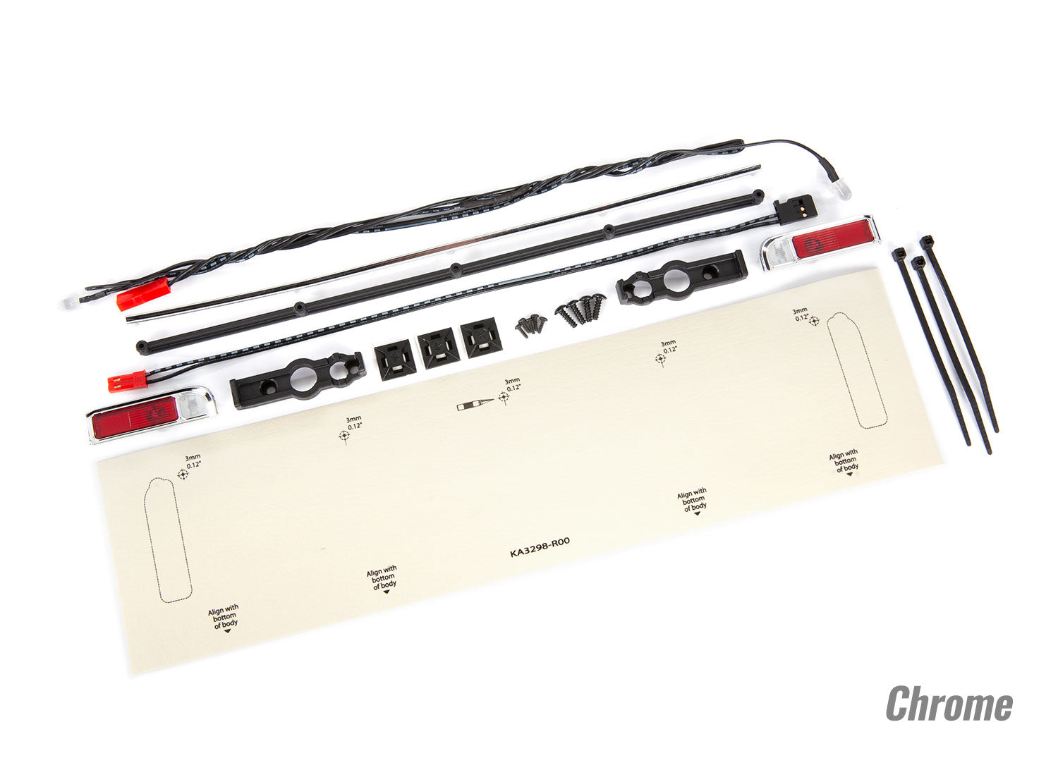 TRAXXAS 9497R LED lights, tail lights (red)/ power harness/ tail light housings (left & right)/ tailgate trim (chrome)/ zip ties (3)