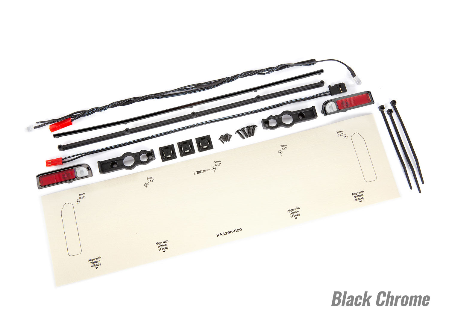 TRAXXAS 9497X LED lights, tail lights (red)/ power harness/ tail light housings (left & right)/ tailgate trim (black chrome)/ zip ties (3)