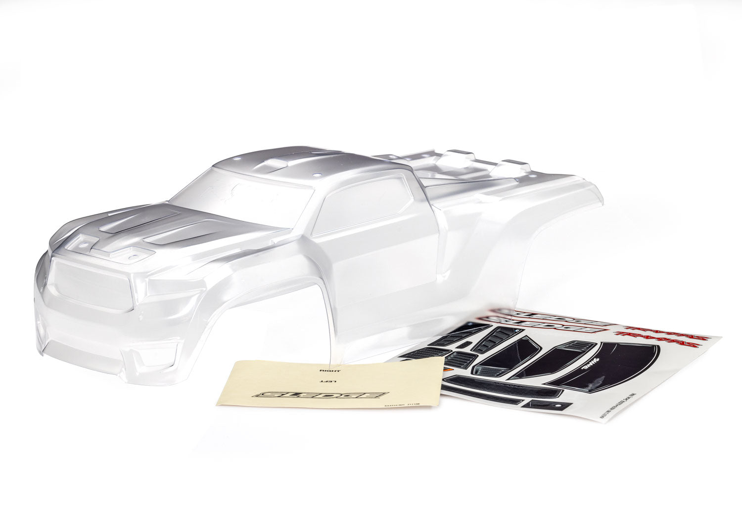 TRAXXAS 9511 Body, Sledge™ (clear, requires painting)/window, grille, lights decal sheet