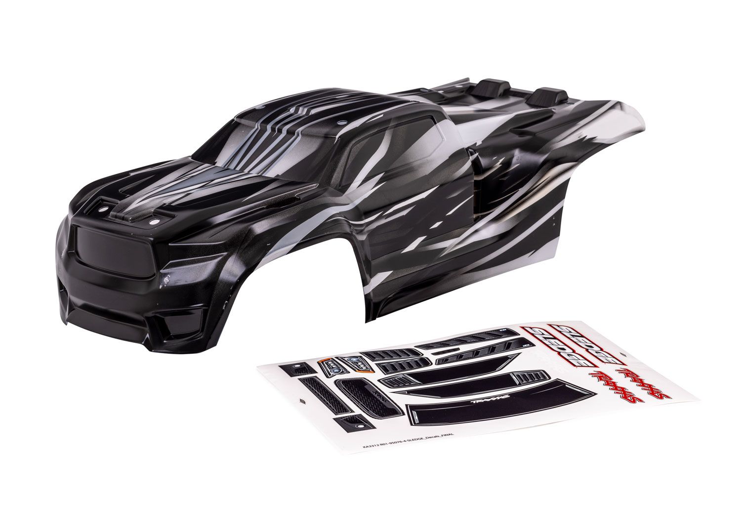 TRAXXAS 9511X Body, Sledge®, ProGraphix® (graphics are printed, requires paint & final color application)/ window, grille, lights decal sheet