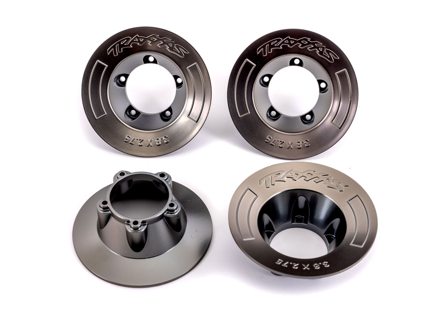 TRAXXAS 9568A Wheel covers, satin black chrome (4) (fits #9572 wheels)