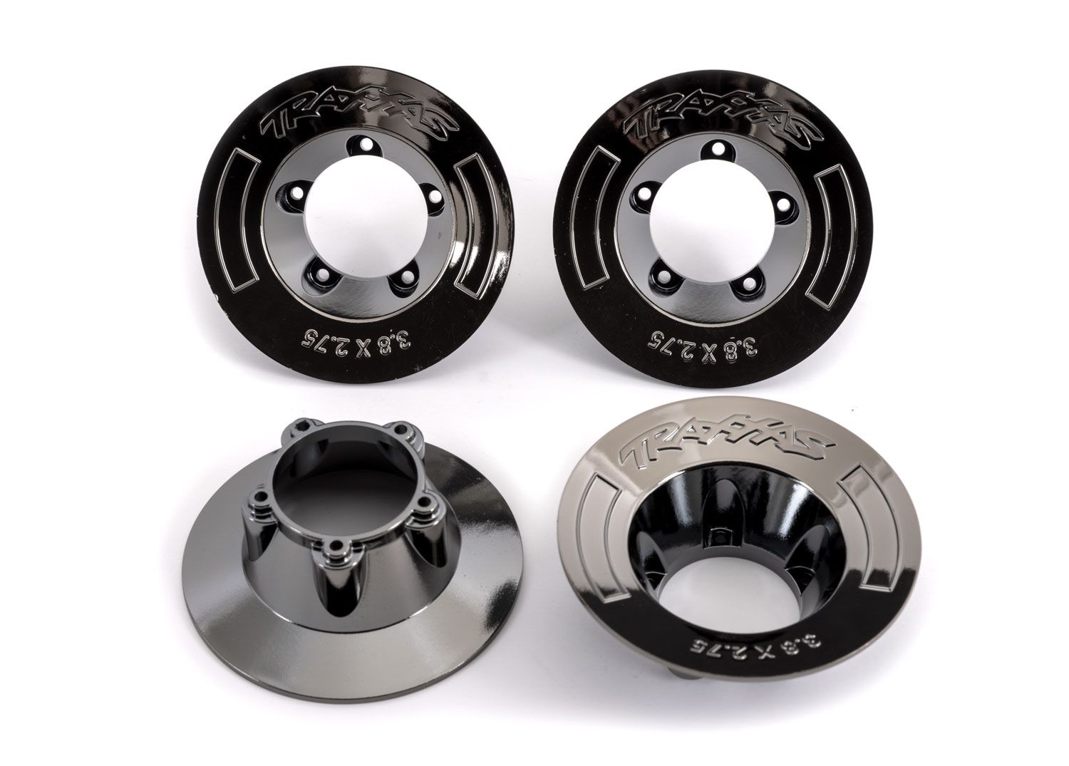 TRAXXAS 9568T Wheel covers, black chrome (4) (fits #9572 wheels)