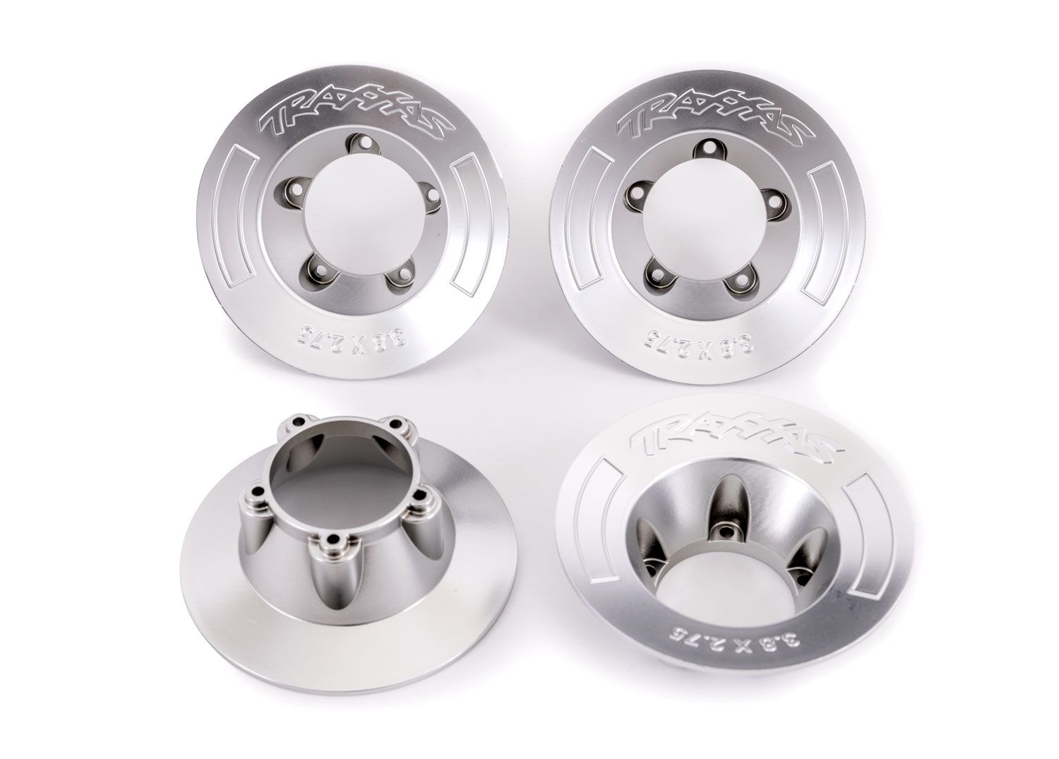 TRAXXAS 9568X Wheel covers, satin chrome (4) (fits #9572 wheels)