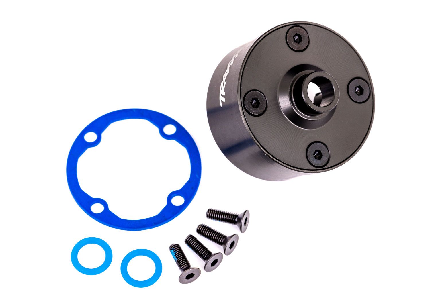 TRAXXAS 9581A Carrier, differential (aluminum, dark titanium-anodized)/ differential bushing/ ring gear gasket/ 3x10mm CCS (4)