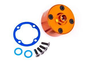 TRAXXAS 9581T Carrier, differential (aluminum, orange-anodized)/ differential bushing/ ring gear gasket/ 3x10mm CCS (4)