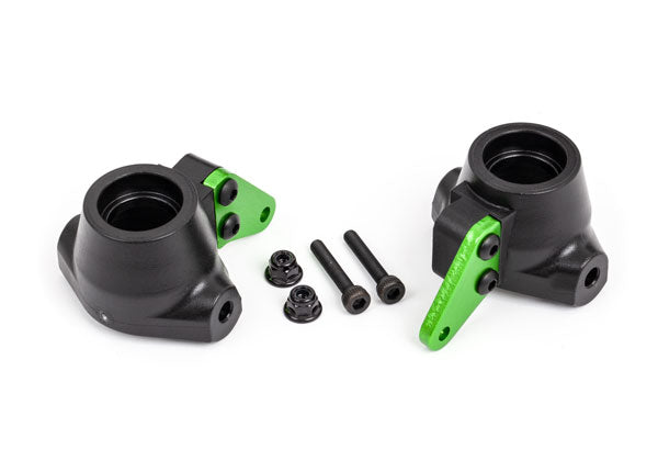 TRAXXAS 9637G  Steering blocks, left & right/ steering block arms (aluminum, green-anodized) (2)/ 3x18mm CS (2)/ M3x0.5mm NL (2)