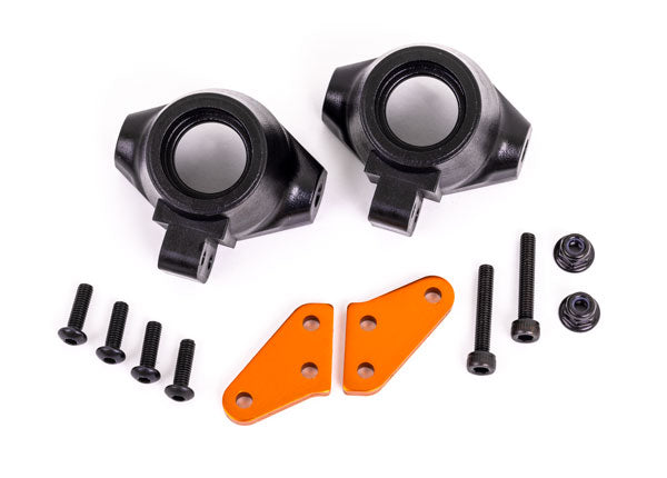 TRAXXAS 9637T Steering blocks, left & right/ steering block arms (aluminum, orange-anodized) (2)/ 3x18mm CS (2)/ M3x0.5mm NL (2)