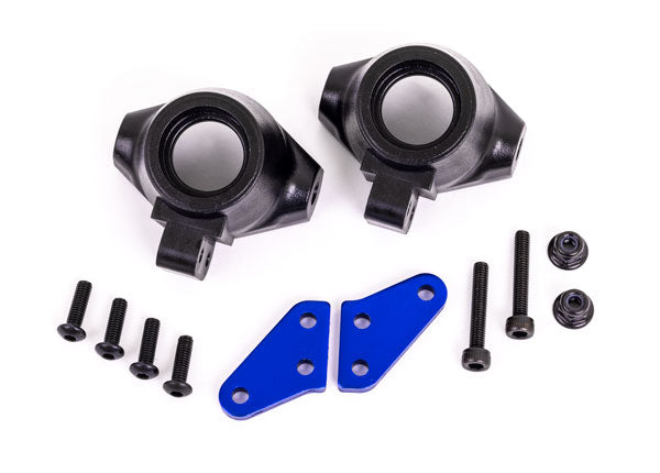 TRAXXAS 9637X Steering blocks, left & right/ steering block arms (aluminum, blue-anodized) (2)/ 3x18mm CS (2)/ M3x0.5mm NL (2)