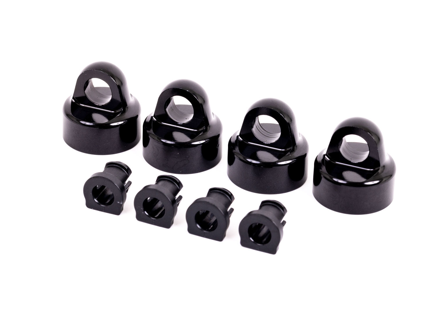 TRAXXAS 9664A Shock caps, aluminum (black-anodized), GTX shocks (4)/ spacers (4) (for Sledge™)