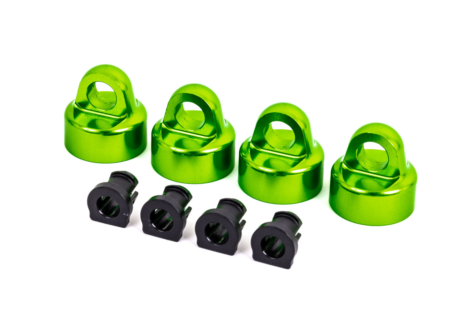 TRAXXAS 9664G Shock caps, aluminum (GREEN-anodized), GTX shocks (4)/ spacers (4) (for Sledge™)