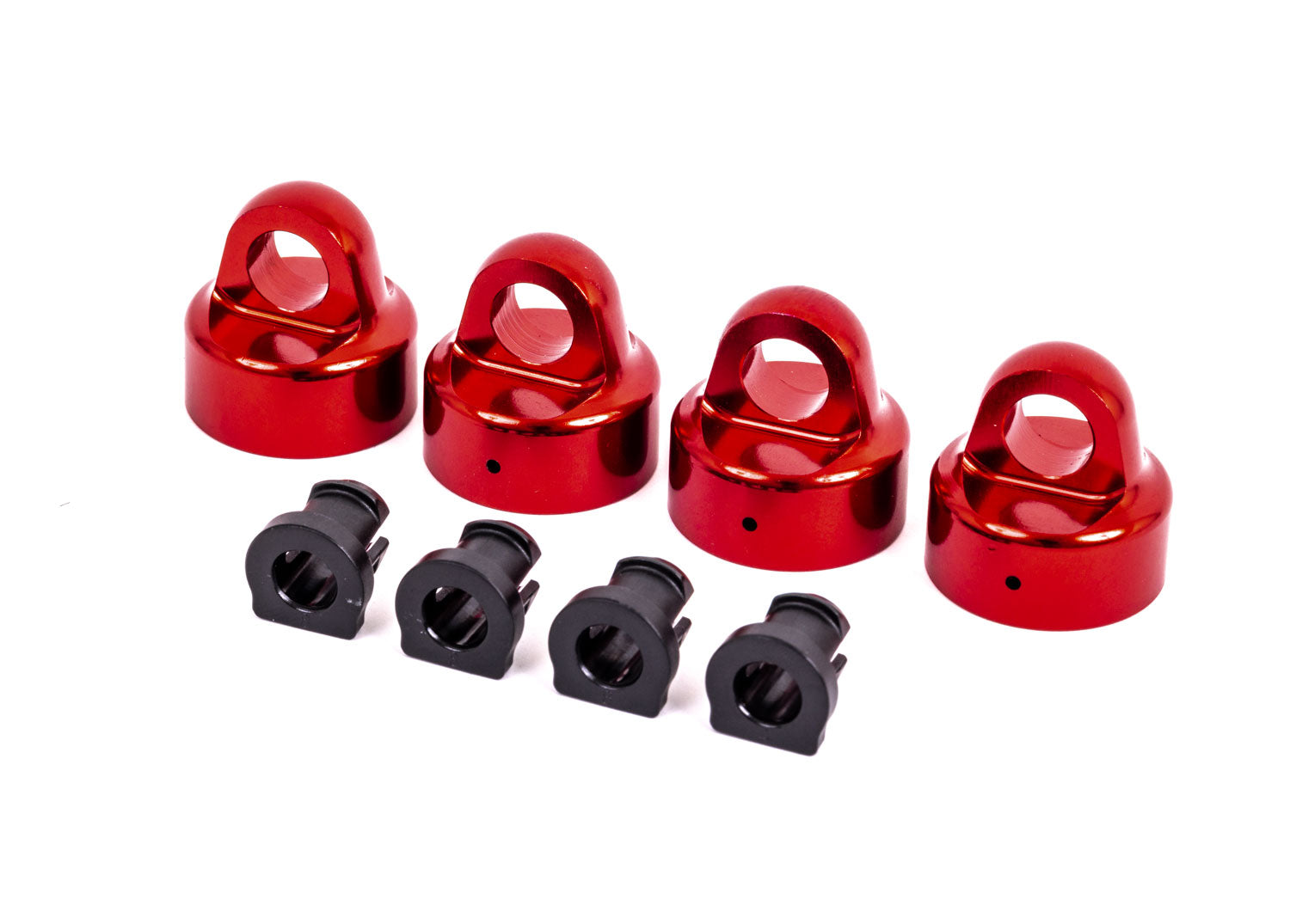 TRAXXAS 9664R Shock caps, aluminum (RED-anodized), GTX shocks (4)/ spacers (4) (for Sledge™)
