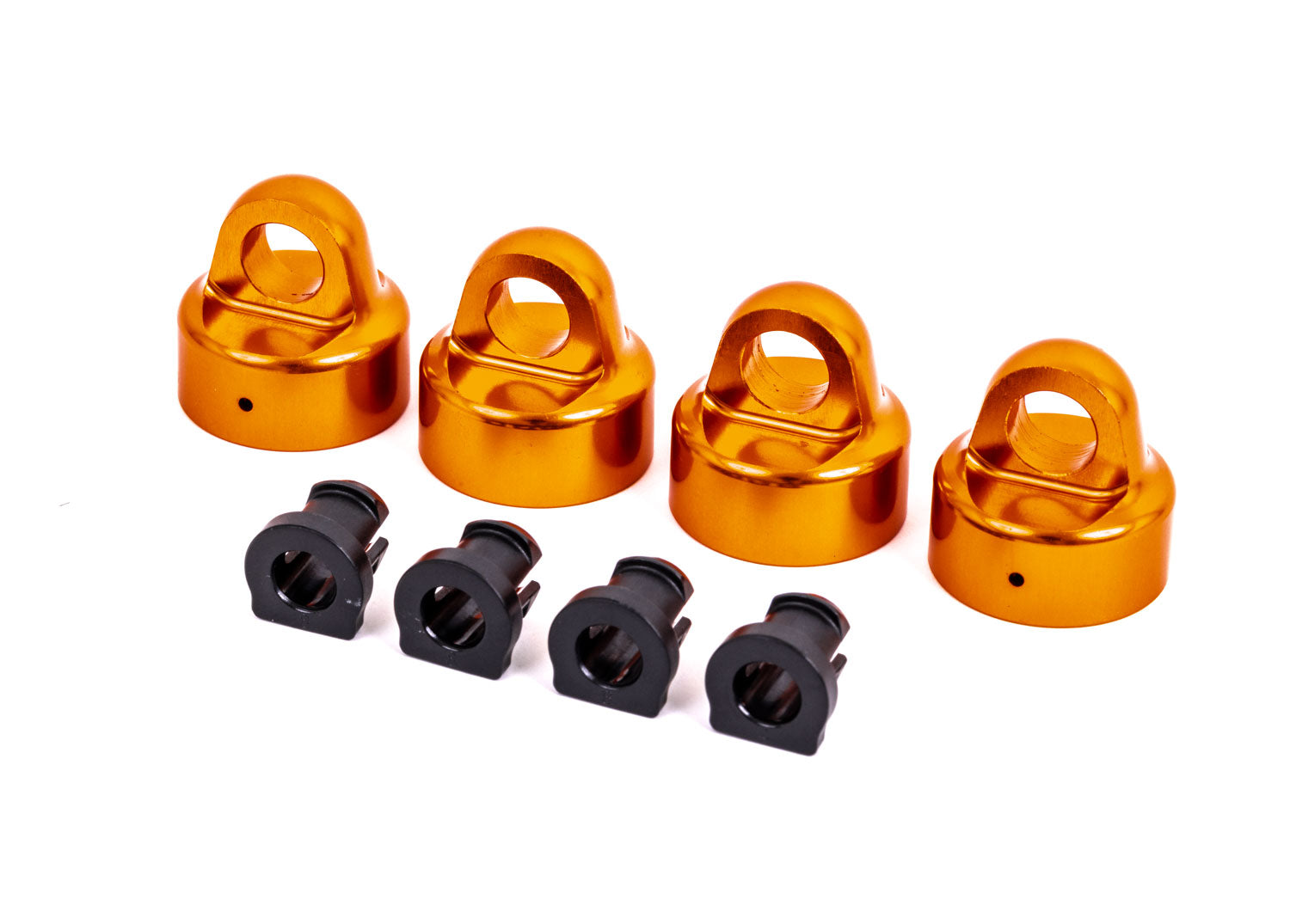 TRAXXAS 9664T Shock caps, aluminum (ORANGE-anodized), GTX shocks (4)/ spacers (4) (for Sledge™)