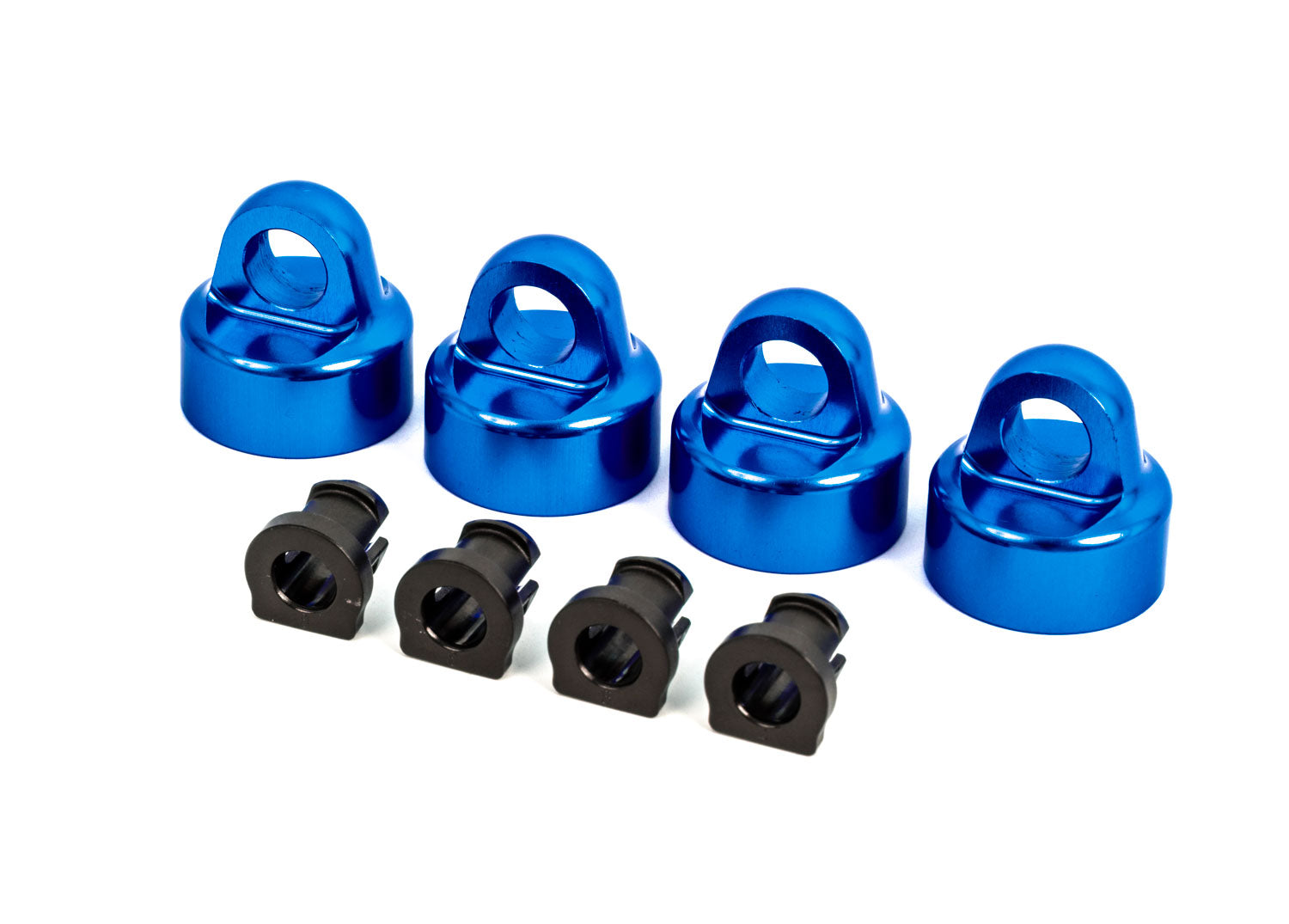 TRAXXAS 9664X Shock caps, aluminum (BLUE-anodized), GTX shocks (4)/ spacers (4) (for Sledge™)