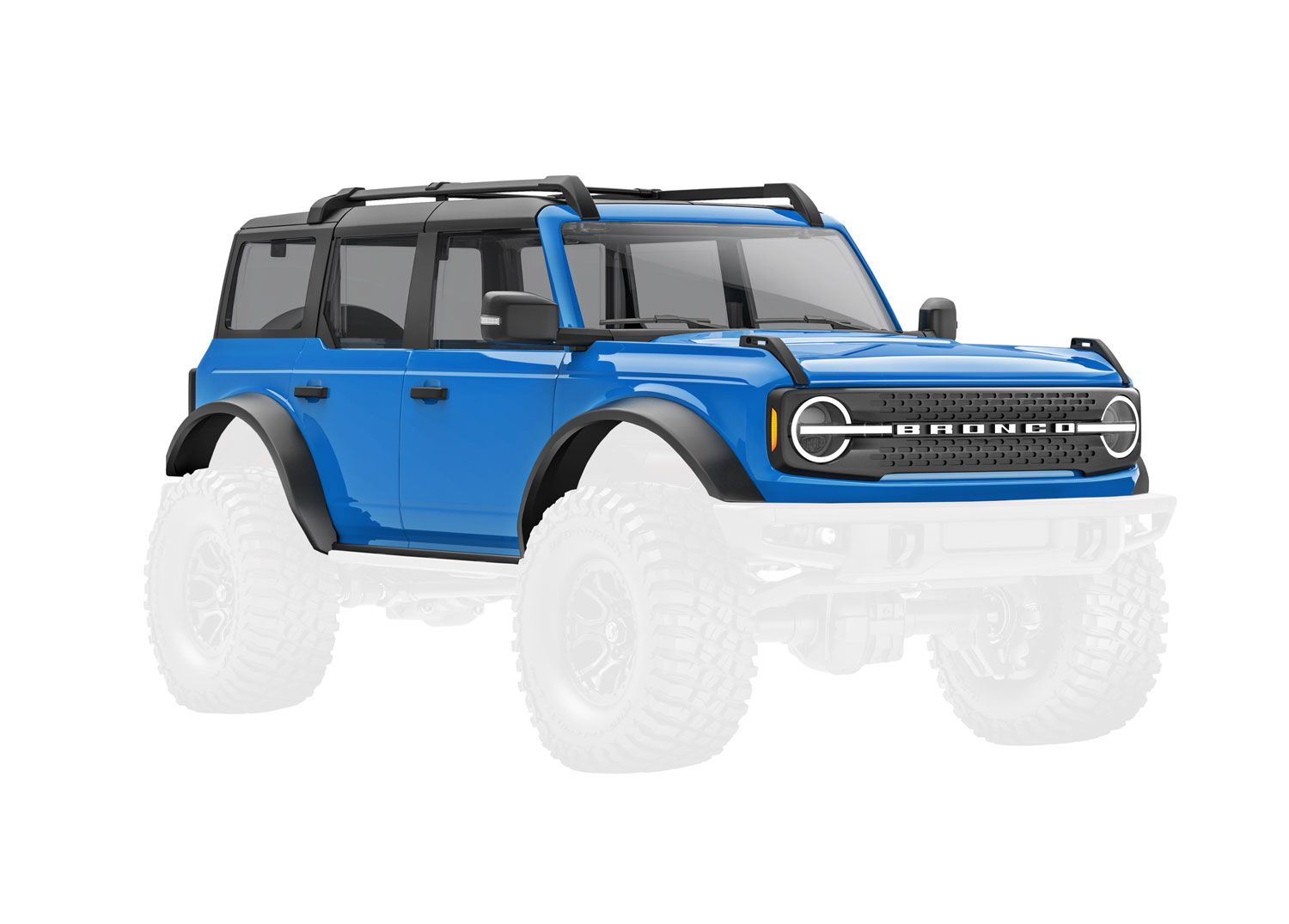 TRAXXAS 9711-BLUE Body, Ford Bronco, complete, blue (includes grille, side mirrors, door handles, fender flares, windshield wipers, spare tire mount, & clipless mounting)