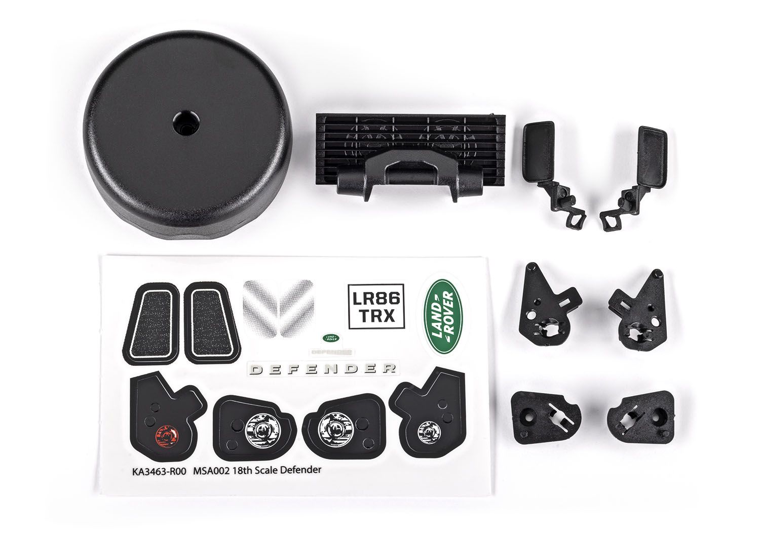 TRAXXAS 9720 Grille/ mirrors, side (left & right)/ spare tire cover/ light retainers, body (front & rear, left & right)/ decal sheet (fits #9712 body)