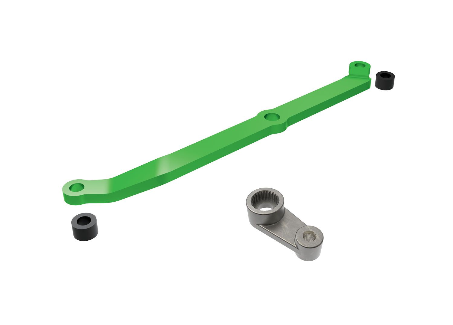 TRAXXAS 9748-GRN Steering link, 6061-T6 aluminum (green-anodized)/ servo horn, metal/ spacers (2)/ 3x6mm CCS (with threadlock) (1)/ 2.5x7mm SS (with threadlock) (1)