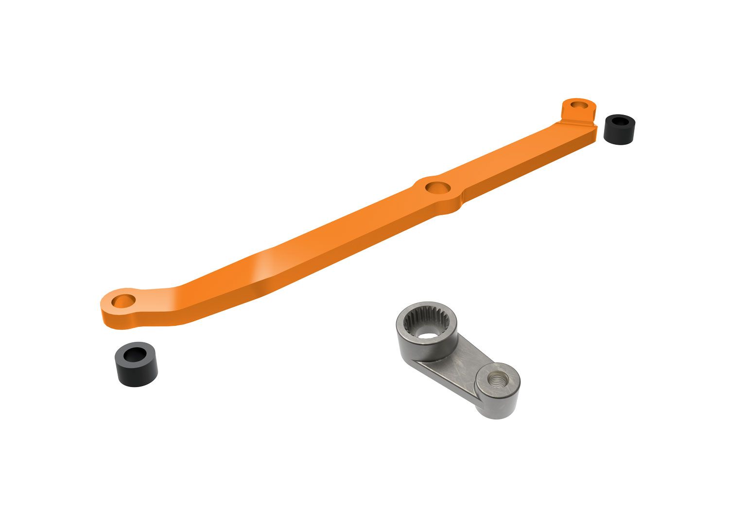 TRAXXAS 9748-ORNG Steering link, 6061-T6 aluminum (orange-anodized)/ servo horn, metal/ spacers (2)/ 3x6mm CCS (with threadlock) (1)/ 2.5x7mm SS (with threadlock) (1)