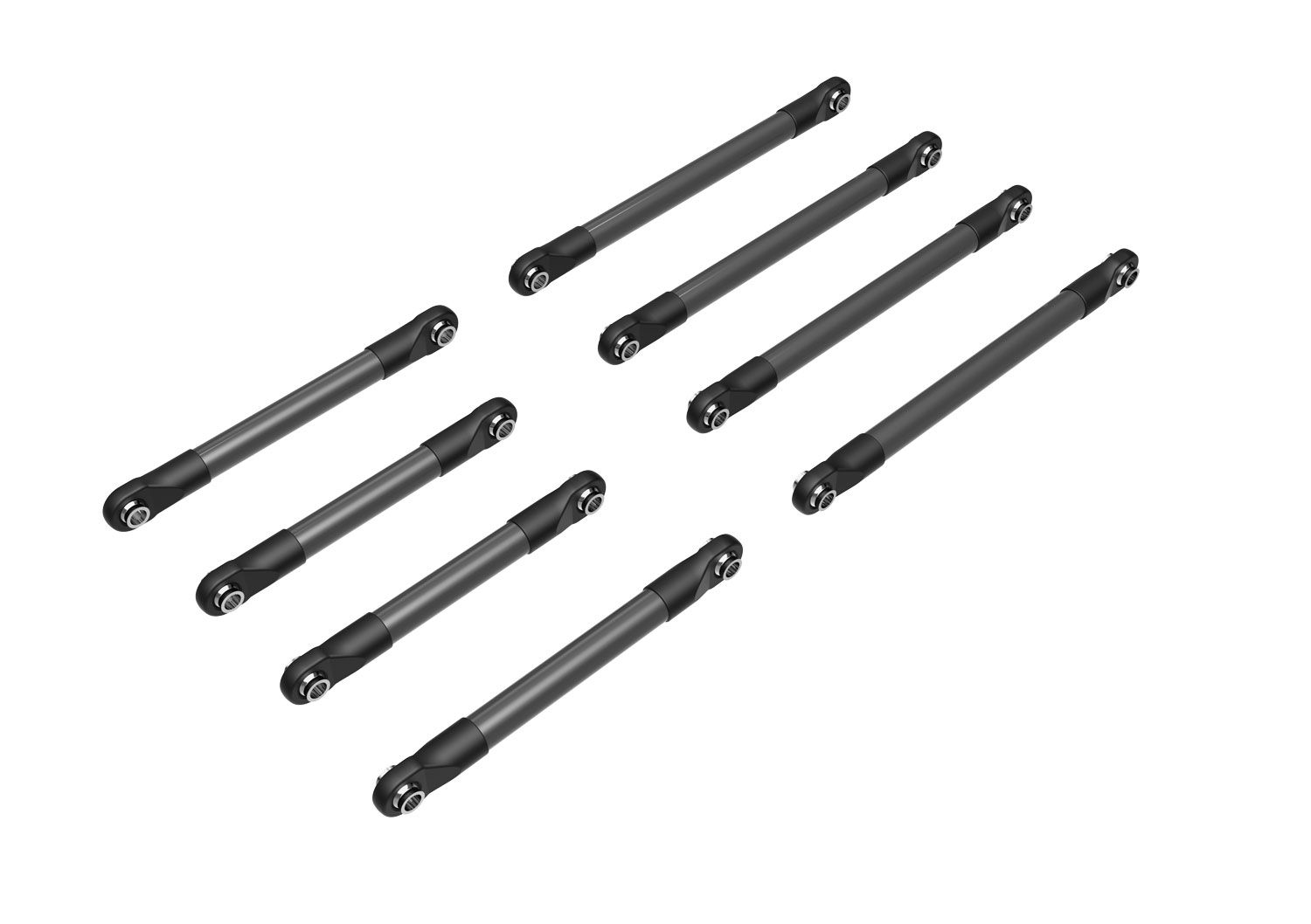 TRAXXAS 9749-GRAY Suspension link set, 6061-T6 aluminum (dark titanium-anodized) (includes 5x53mm front lower links (2), 5x46mm front upper links (2), 5x68mm rear lower or upper links (4))