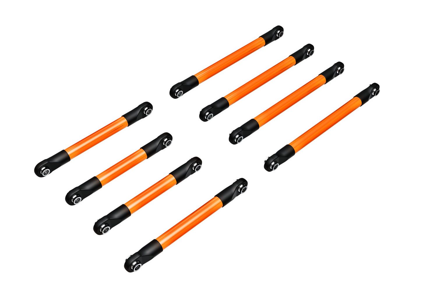 TRAXXAS 9749-ORNG Suspension link set, 6061-T6 aluminum (orange-anodized) (includes 5x53mm front lower links (2), 5x46mm front upper links (2), 5x68mm rear lower or upper links (4))