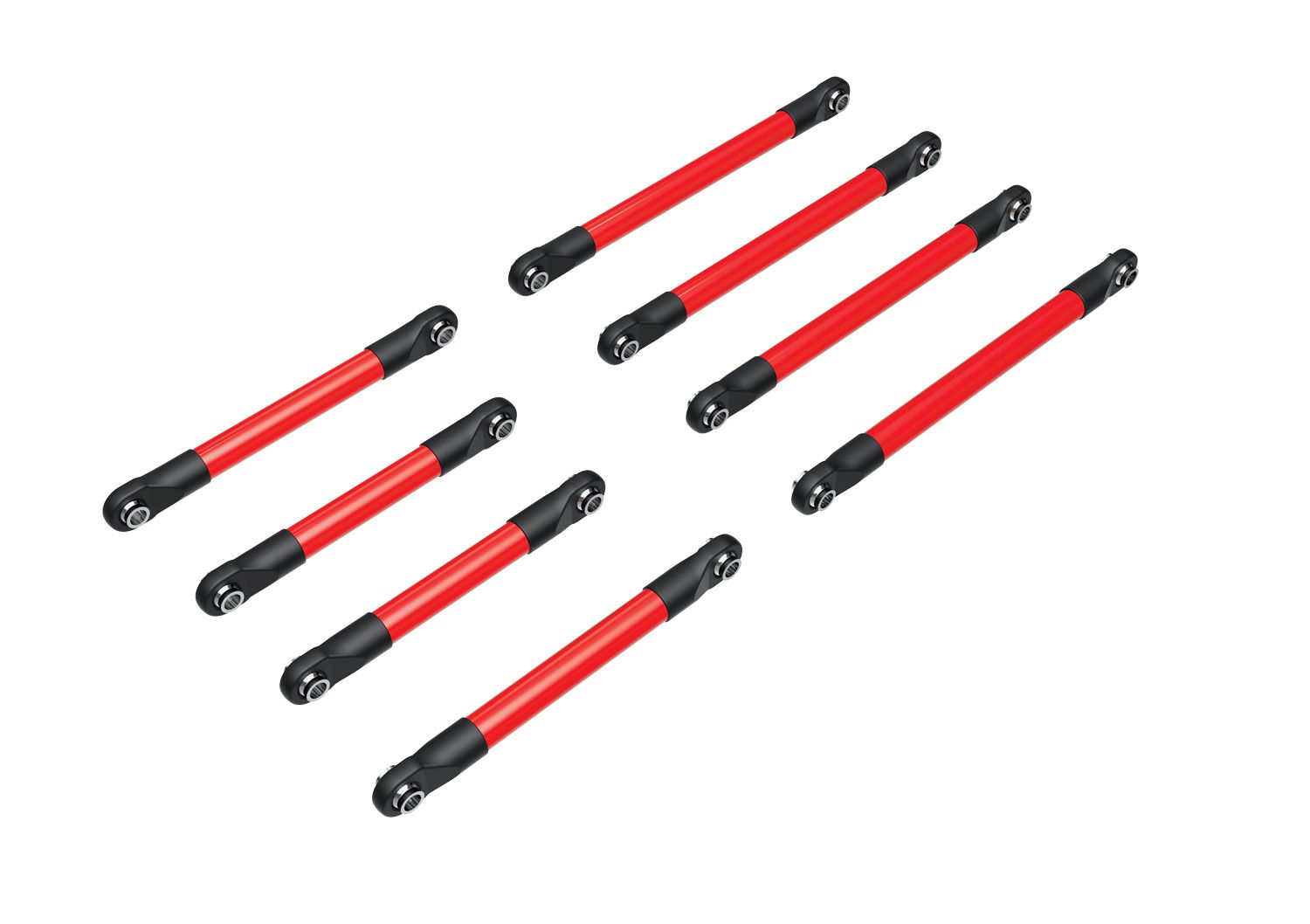 TRAXXAS 9749-RED Suspension link set, 6061-T6 aluminum (red-anodized) (includes 5x53mm front lower links (2), 5x46mm front upper links (2), 5x68mm rear lower or upper links (4))