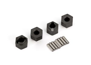 TRAXXAS 9750 Wheel hubs, 7mm hex (4)/ axle pins (8)