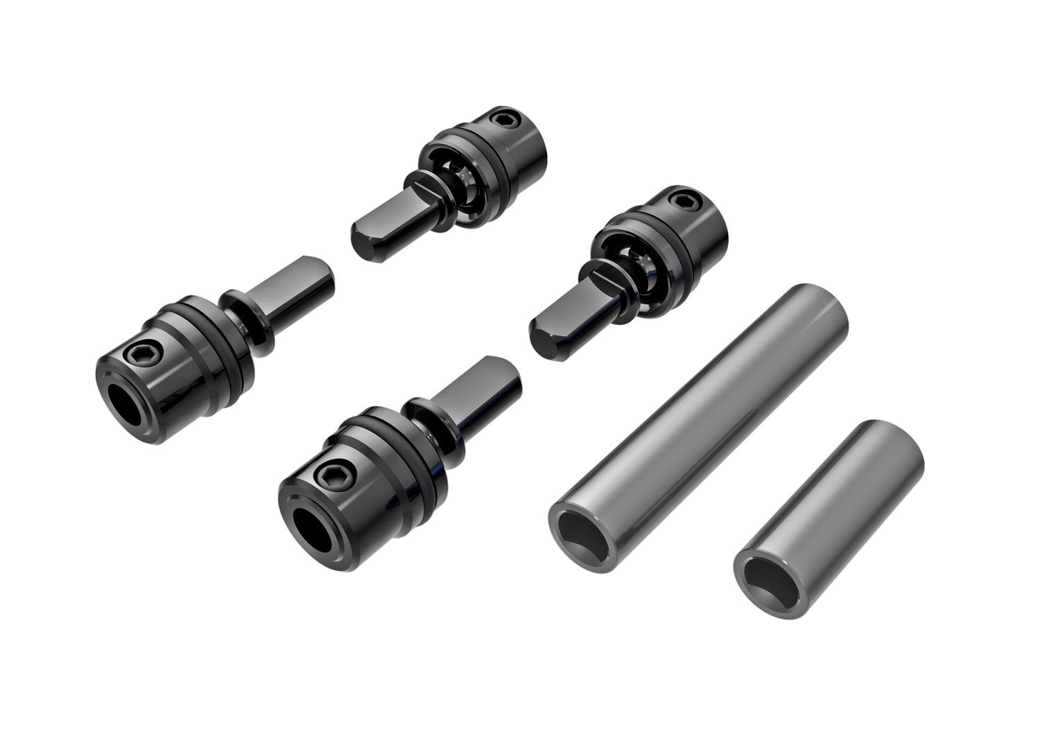 TRAXXAS 9751-GRAY Driveshafts, center, male (steel) (4)/ driveshafts, center, female, 6061-T6 aluminum (dark titanium-anodized) (front & rear)/ 1.6x7mm BCS (with threadlock) (4)