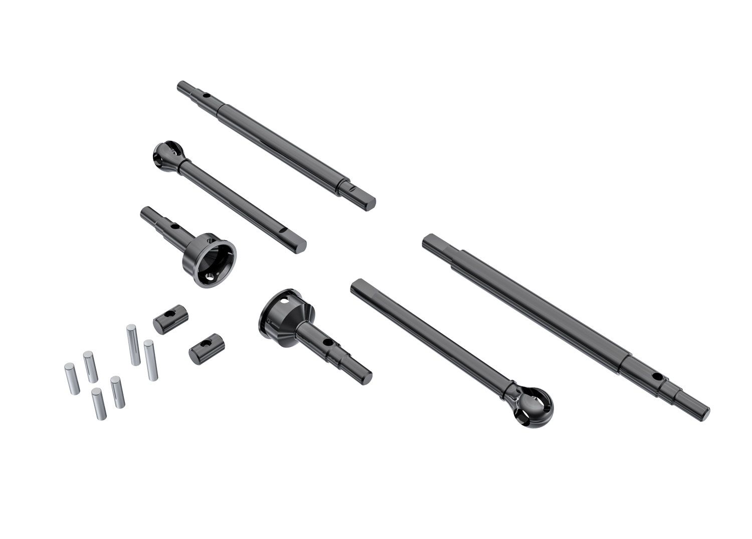 TRAXXAS 9756 Axle shafts, front (2), rear (2)/ stub axles, front (2) (hardened steel)/ 1.5x7.8mm pins (2)/ 1.5x6mm pins (4)/ cross pins (2)