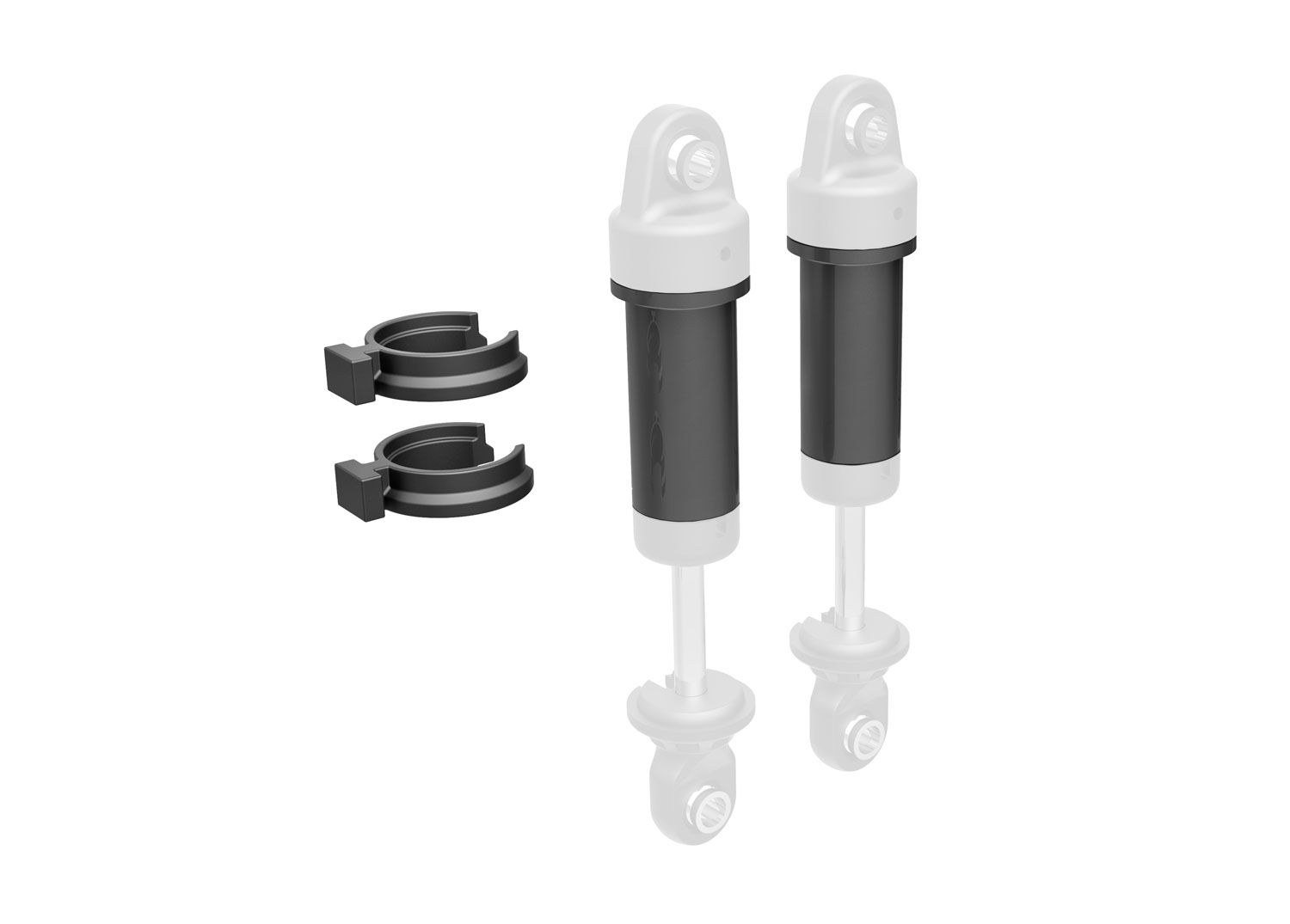 TRAXXAS 9763-GRAY  Body, GTM shock, 6061-T6 aluminum (dark titanium-anodized) (includes spring pre-load spacers) (2)