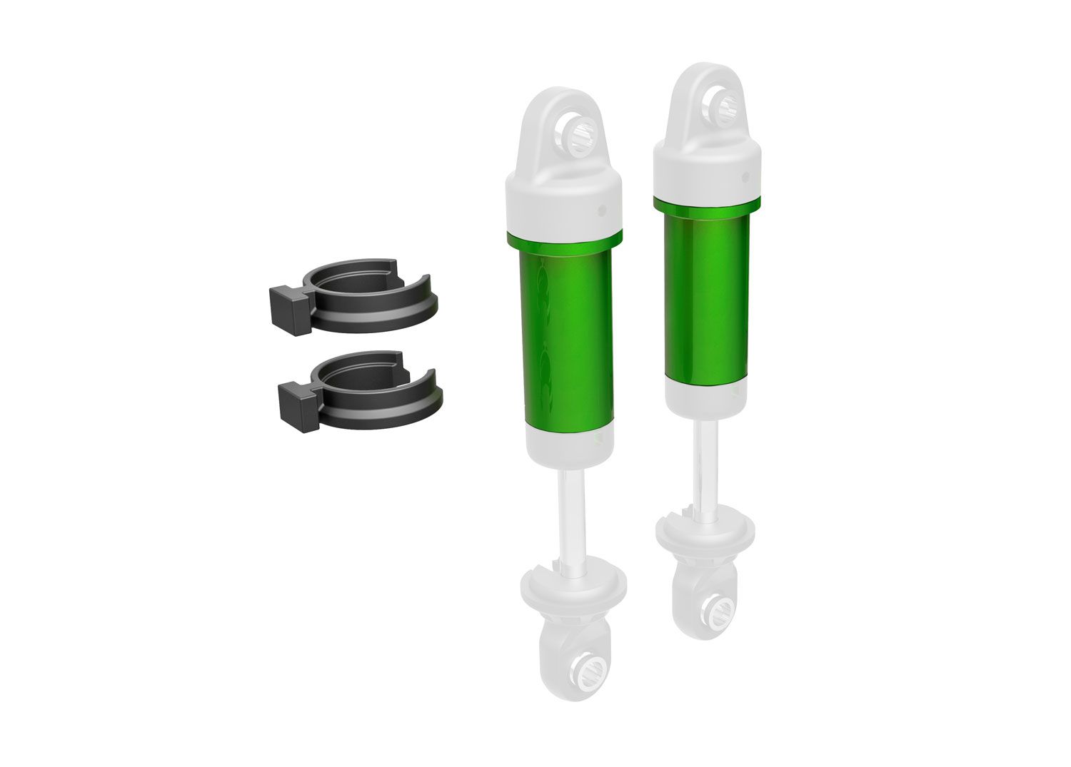 TRAXXAS 9763-GRN Body, GTM shock, 6061-T6 aluminum (green-anodized) (includes spring pre-load spacers) (2)