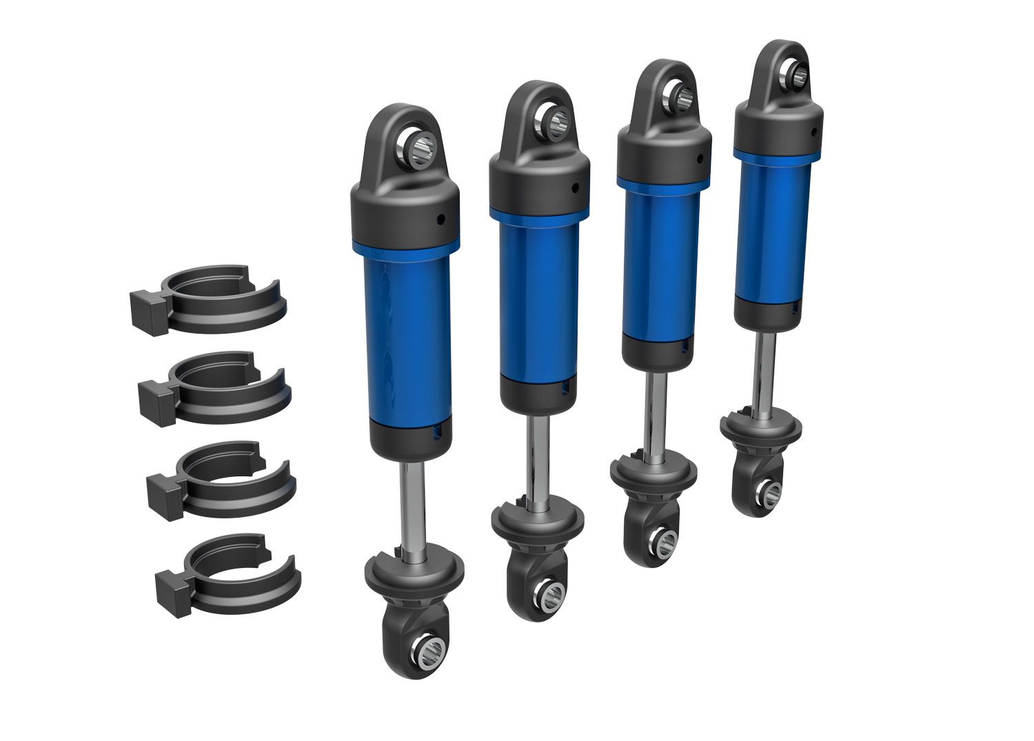 TRAXXAS 9764-BLUE Shocks, GTM, 6061-T6 aluminum (blue-anodized) (fully assembled w/o springs) (4)