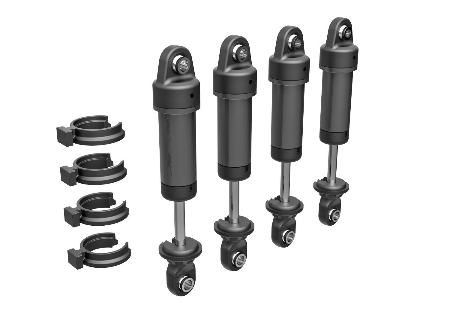 TRAXXAS 9764-GRAY Shocks, GTM, 6061-T6 aluminum (dark titanium-anodized) (fully assembled w/o springs) (4)
