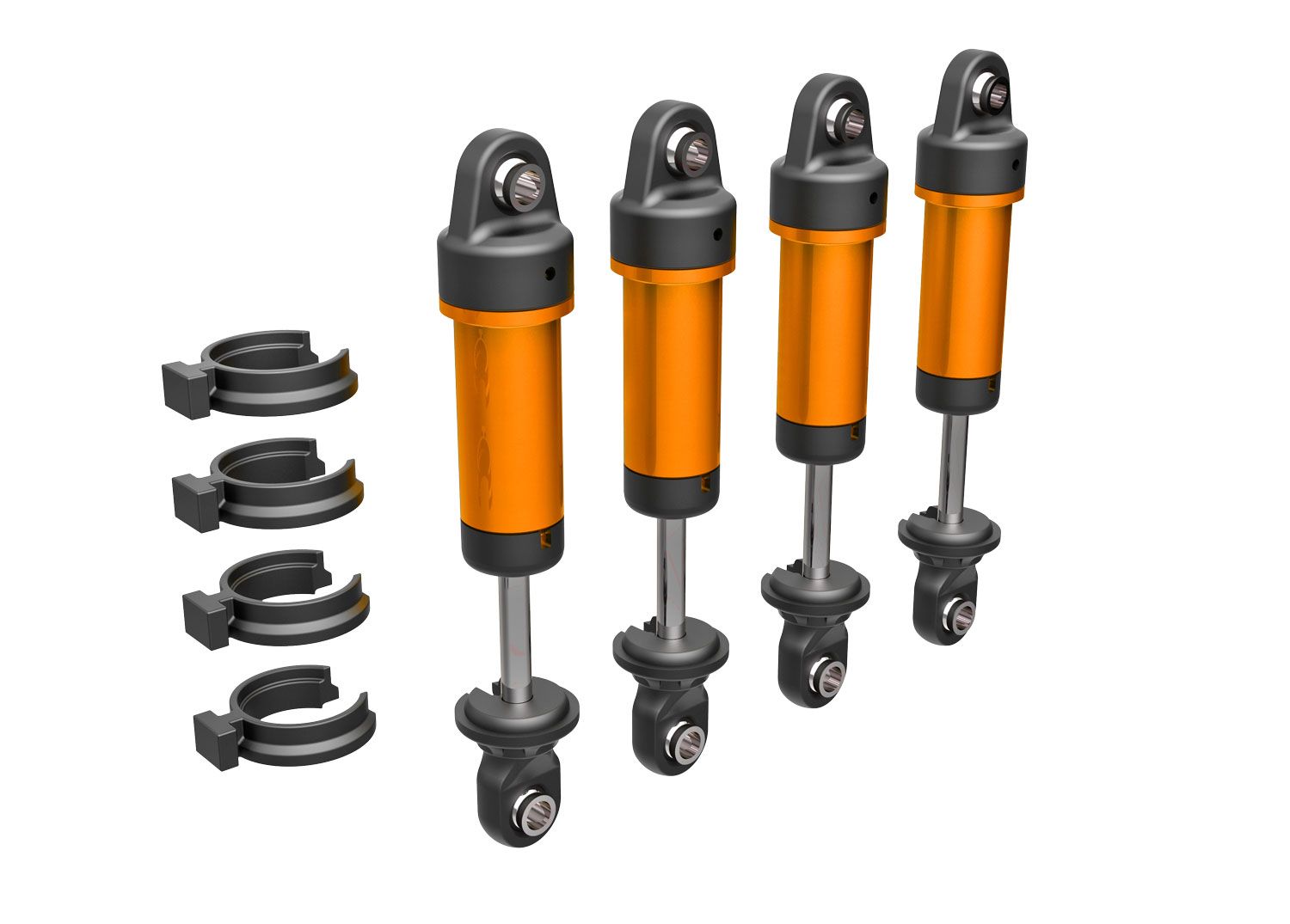 TRAXXAS 9764-ORANGE Shocks, GTM, 6061-T6 aluminum (orange-anodized) (fully assembled w/o springs) (4)