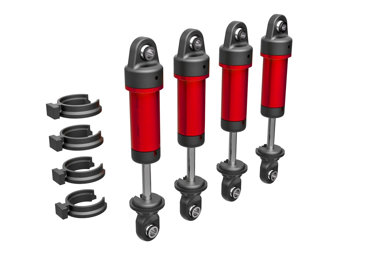 TRAXXAS 9764-RED Shocks, GTM, 6061-T6 aluminum (red-anodized) (fully assembled w/o springs) (4)
