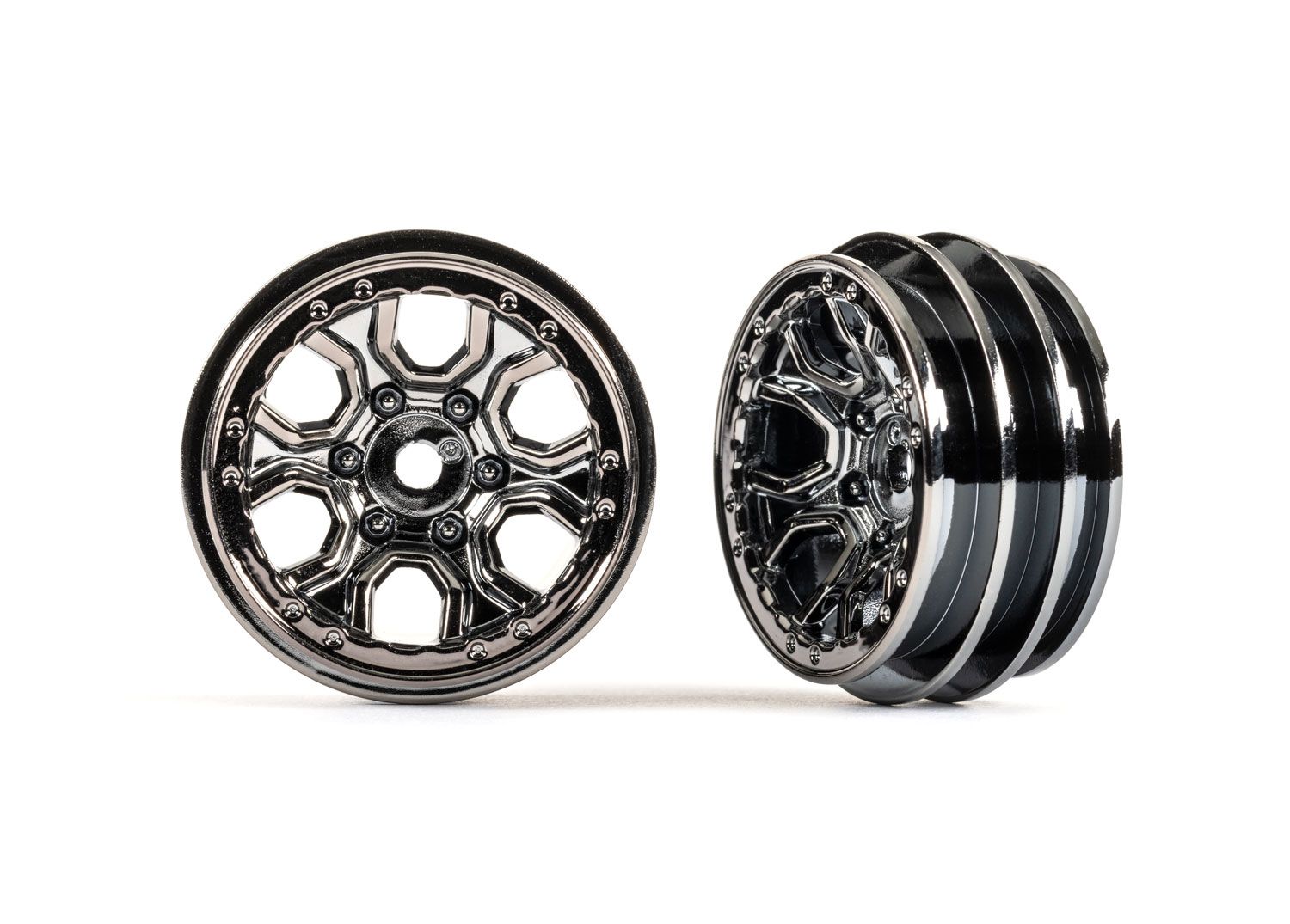 TRAXXAS 9770-BLKCR Wheels, 1.0" (black chrome) (2)