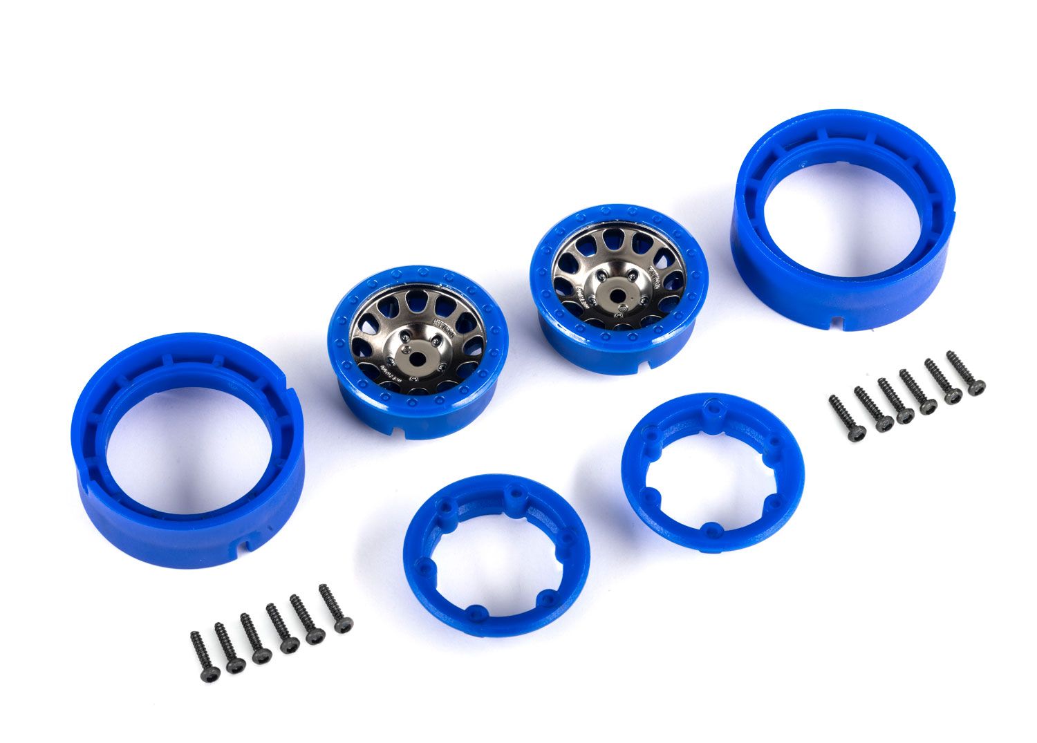 TRAXXAS 9781-BLKBL Wheels, 1.0", Method Race Wheels® 105 Beadlock (satin black chrome with blue beadlock) (2)