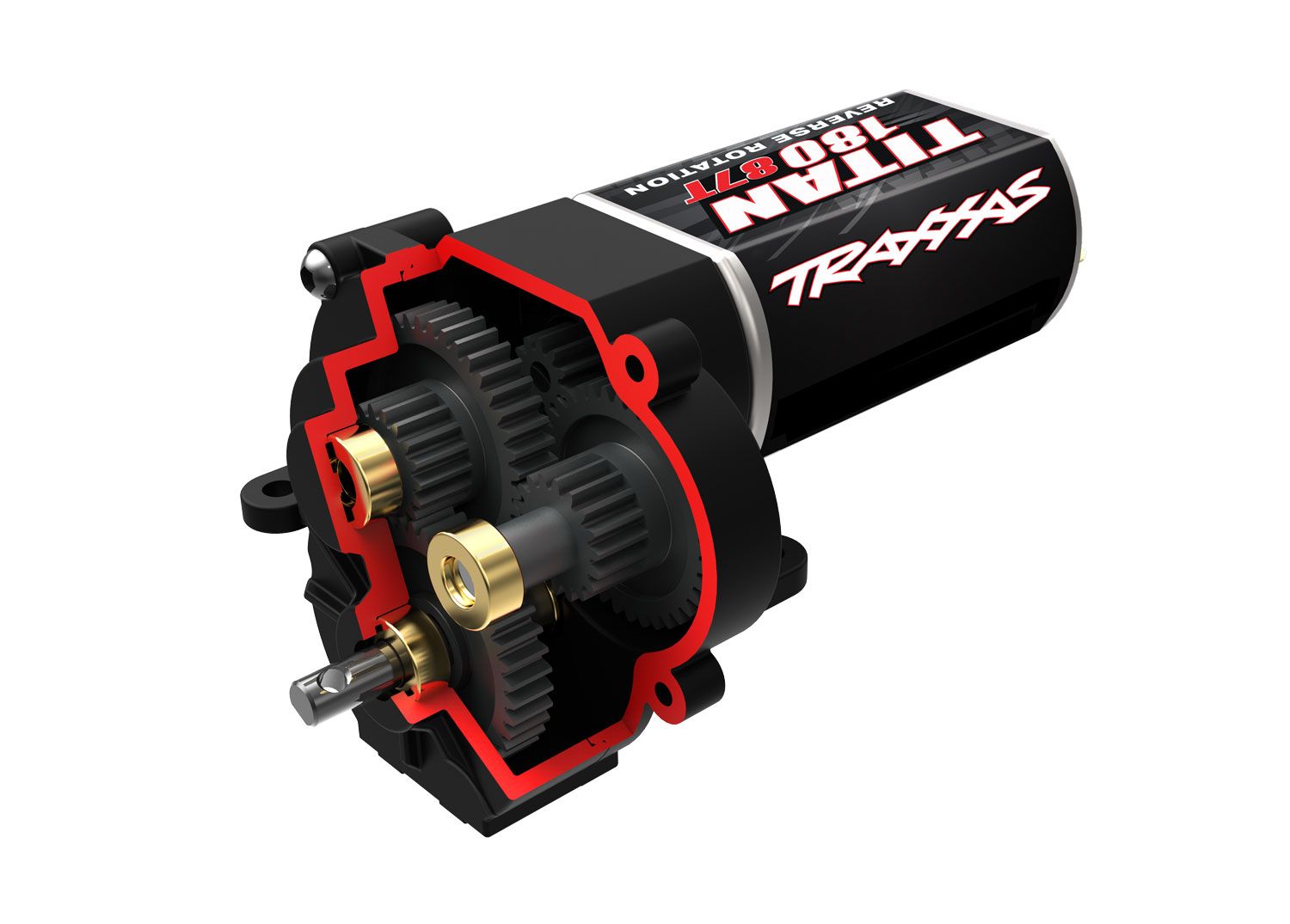 TRAXXAS 9791 Transmission, complete (high range (trail) gearing) (16.6:1 reduction ratio) (includes Titan® 87T motor)