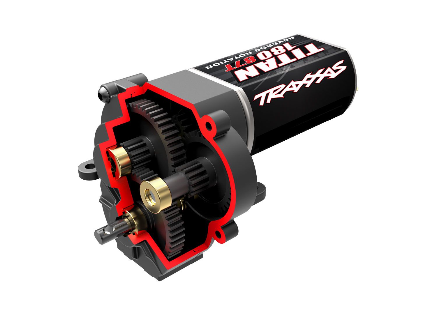 TRAXXAS 9791R Transmission, complete (low range (crawl) gearing) (40.3:1 reduction ratio) (includes Titan® 87T motor)