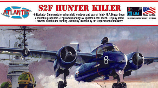 ATLANTIS A145 Grumman US NAVY S2F Tracker Hunter Killer Plastic Model kit 1/54