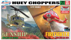 ATLANTIS M1026 Huey Chopper 2 Pack Fire Fighter and Gunship 1/72