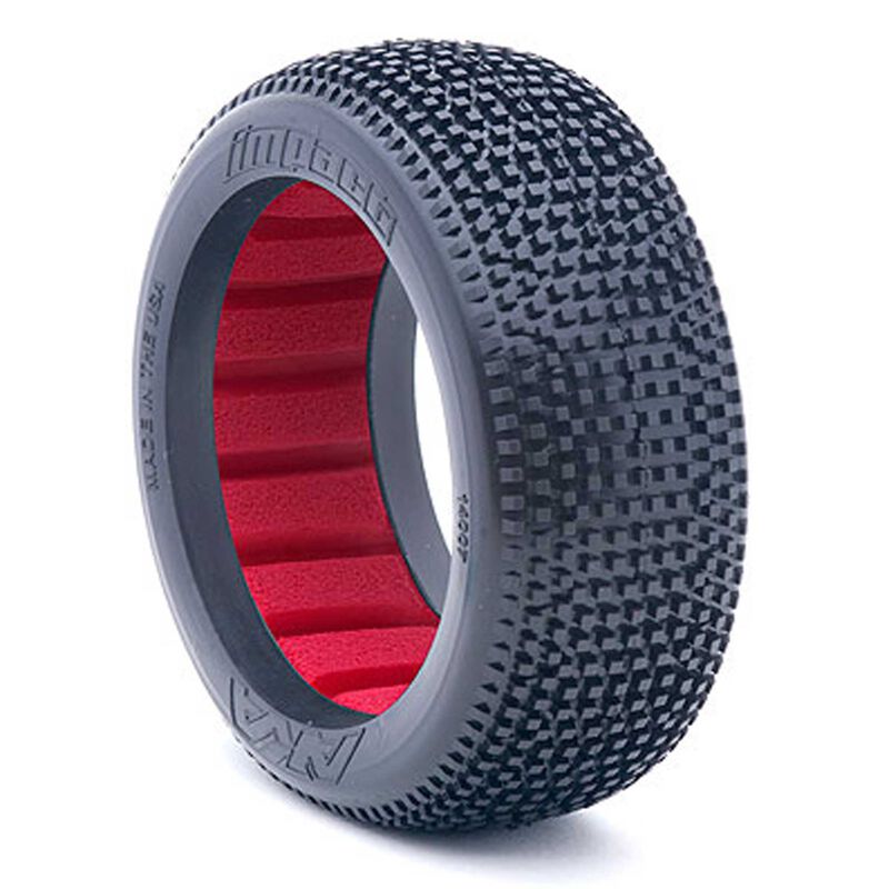 AKA 14007ZR 1/8 Impact Medium Long Wear Tires, Red Inserts (2): Buggy