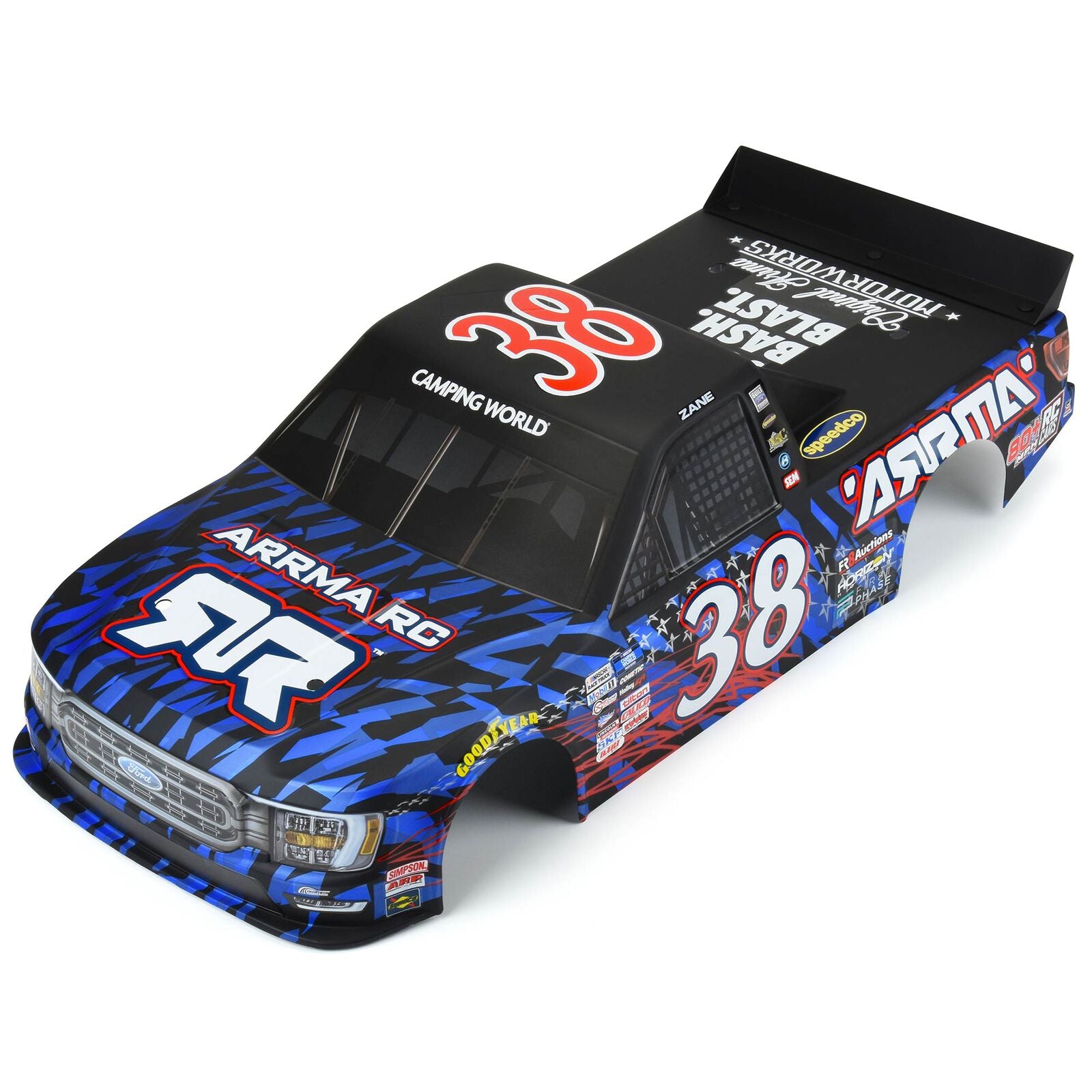 ARRMA ARA410016 No. 38 Ford NASCAR Truck Limited Edition Painted Body Blue/Red: INFRACTION 6S BLX