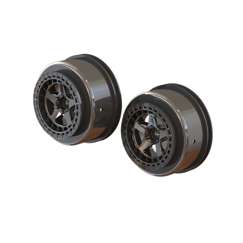 ARRMA AR510098 1/10 SC Front/Rear 2.2/3.0 Wheels 14mm Hex Black Chrome