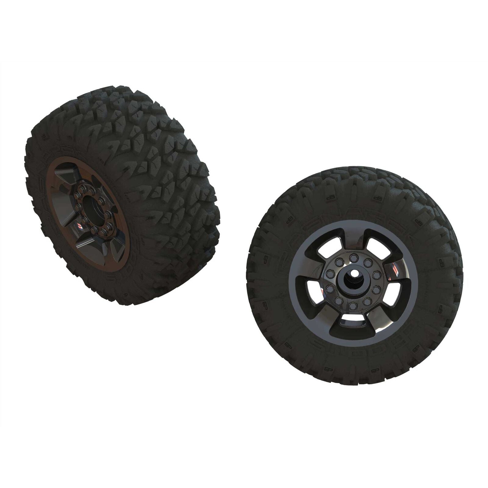 ARRMA ARA550053 1/8 RAGNAROK MT Front/Rear 2.8 Pre-Mounted Tires, ST, 14mm Hex, Black Chrome (2)