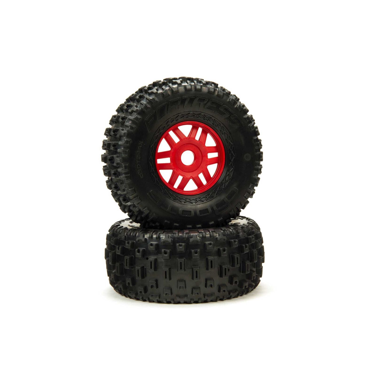 ARRMA ARA550065 1/8 dBoots Fortress Front/Rear 2.4/3.3 Pre-Mounted Tires, 17mm Hex, Red (2)
