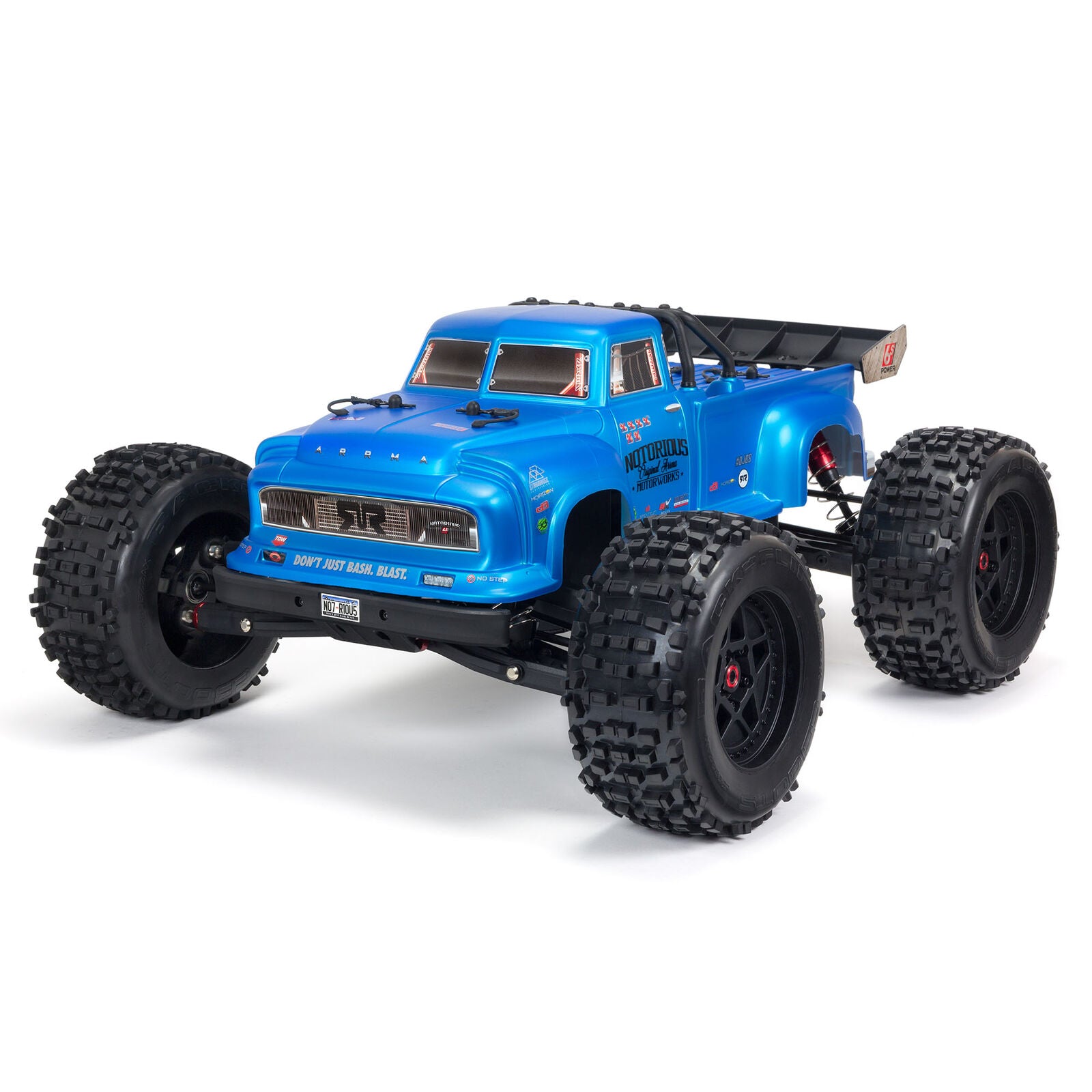 ARRMA ARA8611V5T2 1/8 NOTORIOUS 6S V5 4WD BLX Stunt Truck with Spektrum Firma RTR, Blue