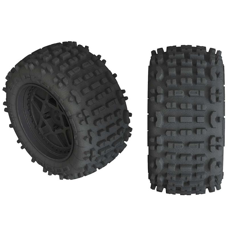 ARRMA AR550050 1/10 dBoots Backflip LP Front / Rear 3.8 Pre-Mounted Tires 17mm Hex Black (2) 4S ARAC9468
